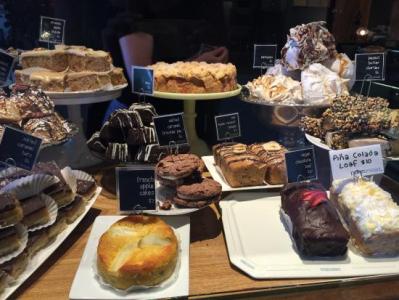 Sweet baked goods on display at Purebread