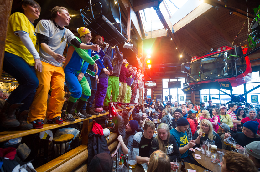 A wild party on a ski resort