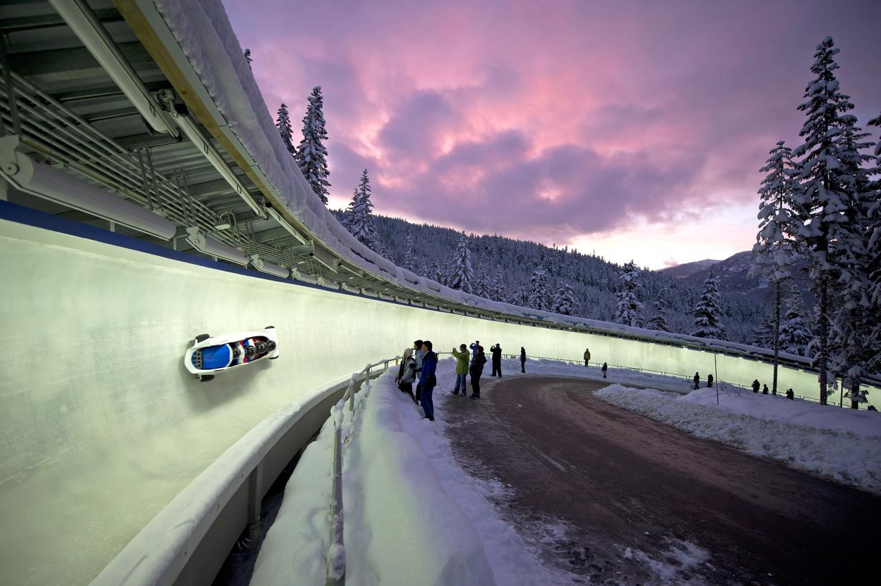 Whistler Sliding Centre Bobsled at night