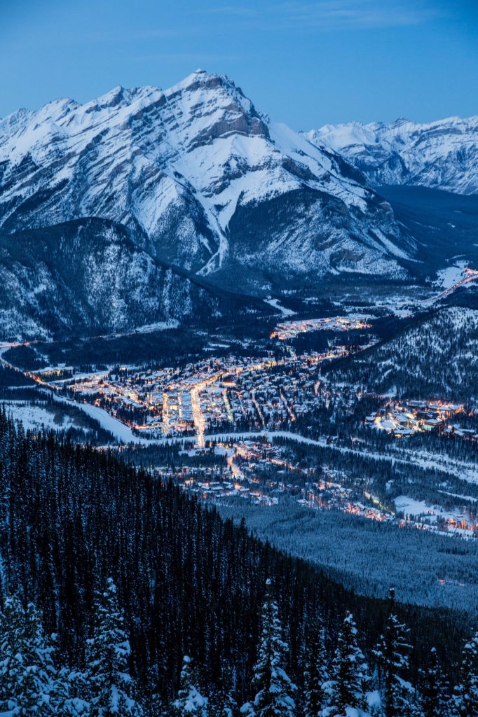 banff village and mountain