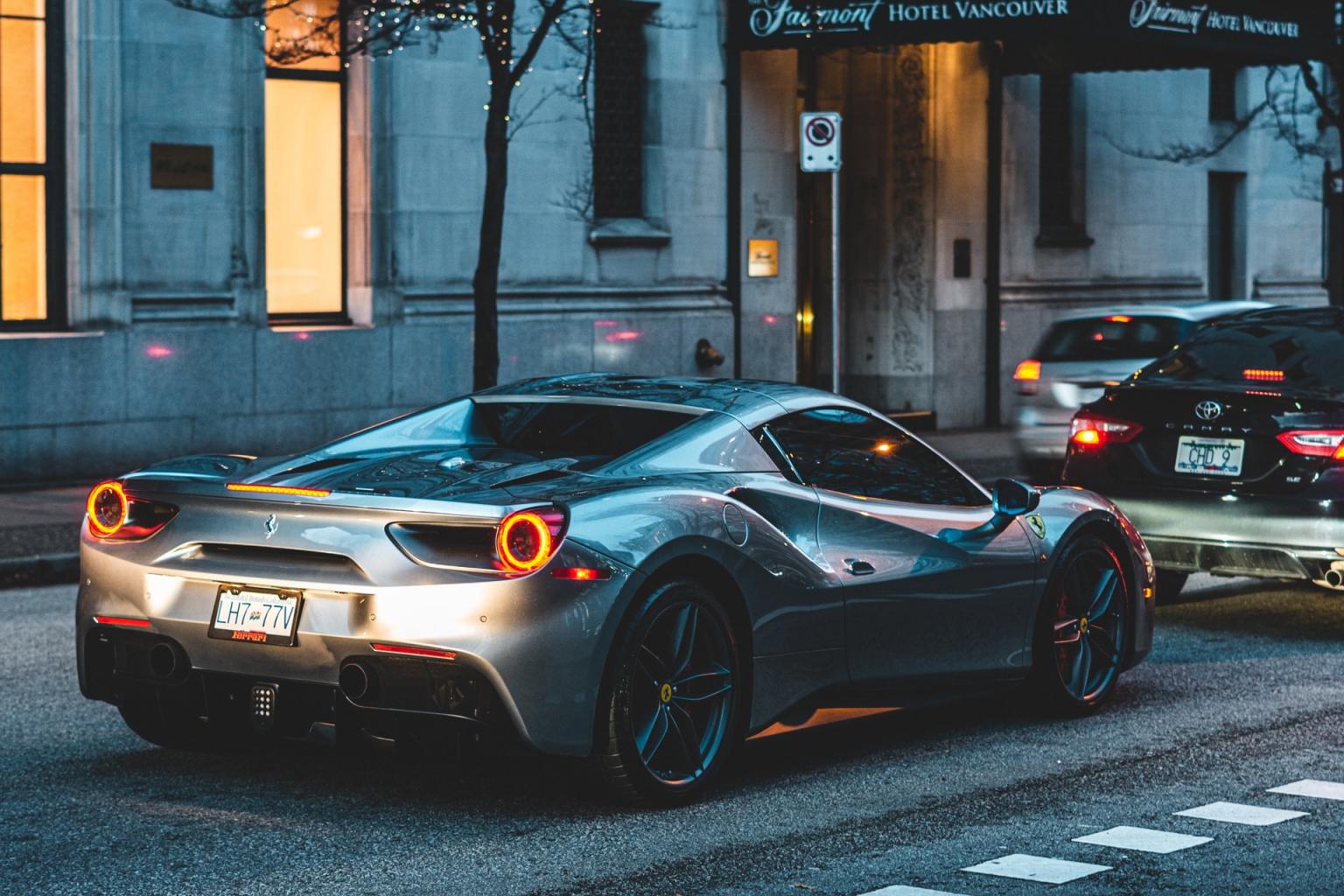 a car parked on a city street